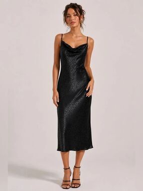 Emma & Michele Spaghetti Strap Cowl Neck Bias Slip Satin Dress. Size Small